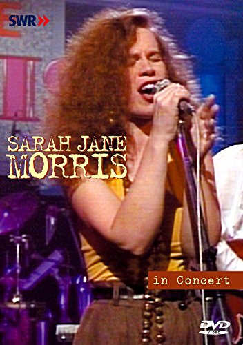Sarah Jane Morris singing with a microphone, DVD cover art.