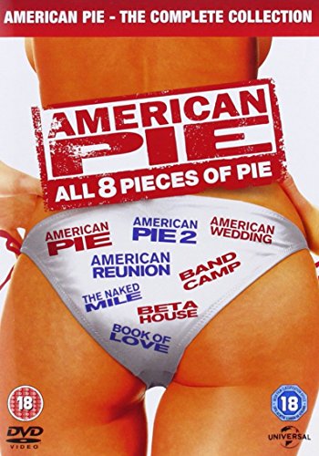 DVD cover for "American Pie 1-8" featuring text on underwear.