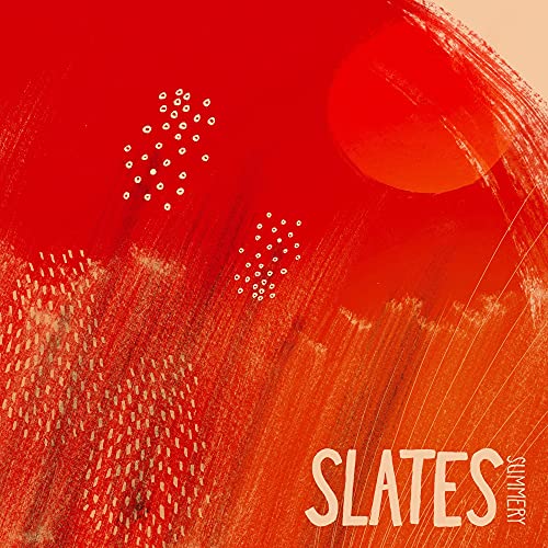 Red abstract album cover for "Slates - Summery" with white text.