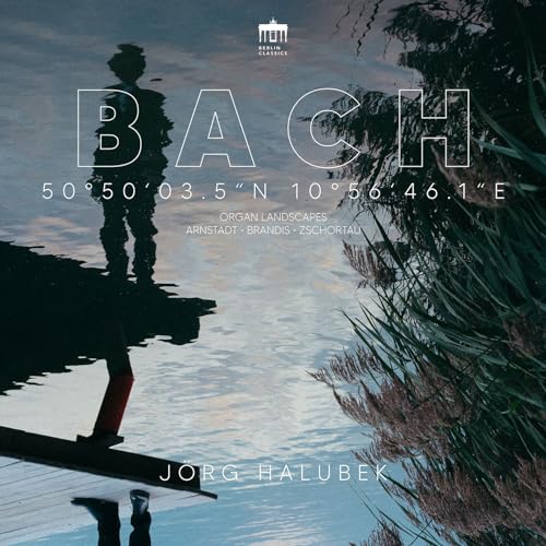 CD cover featuring a silhouetted organist and the name "BACH" in large letters.