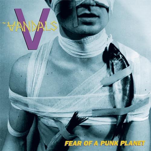 Album cover: band member with bandages and a fish, text reads "Fear Of A Punk Planet".