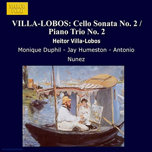 CD cover: Villa-Lobos sonata with impressionist painting of boats and figures.