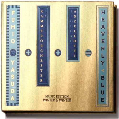 Gold CD case for Yasuda Fumio & Kammerorchester’s “Heavenly Blue.”