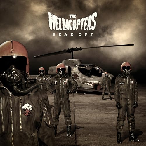 Album cover for The Hellacopters’ “Head Off” featuring a helicopter and figures.
