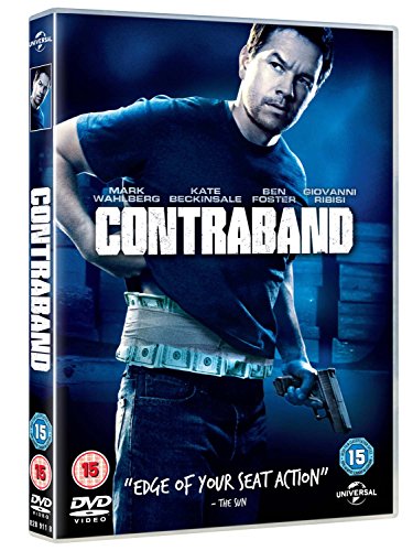 DVD cover for "Contraband" featuring Mark Wahlberg holding a gun.