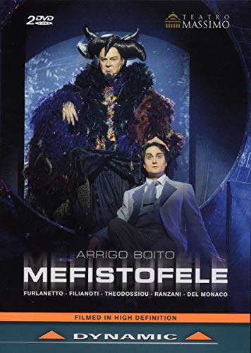 DVD cover for Boito’s *Mefistofele* opera, featuring a horned figure and a man in a suit.