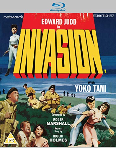 Invasion" Blu-ray cover featuring Edward Judd and Yoko Tani in a science fiction scene.