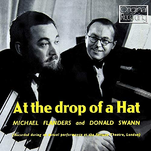 Black and white photo of Michael Flanders and Donald Swann, album cover.