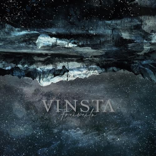 Vinsta “Freiweitn” vinyl album cover: abstract landscape with snowy peaks.