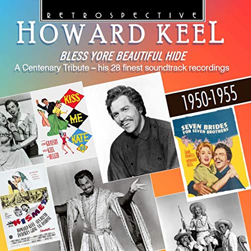 CD cover for Howard Keel’s centenary tribute, featuring film stills and posters.