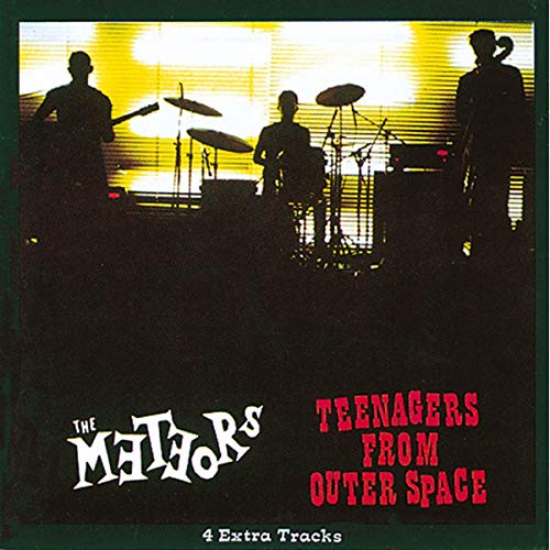 Silhouetted band performing on stage, album cover for “Teenagers From Outer Space.”