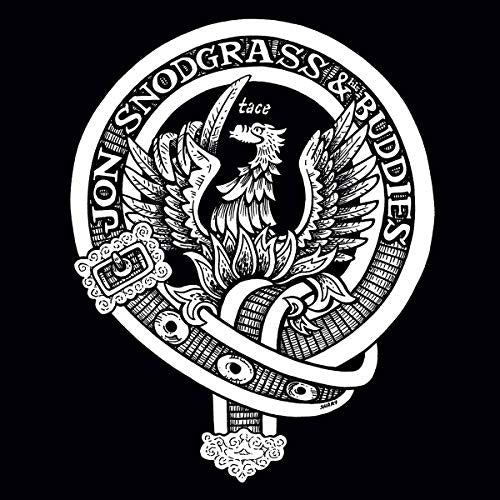 Black and white crest featuring a dragon and ornate floral design.