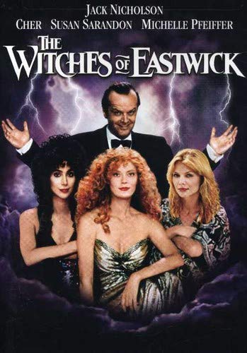 The Witches of Eastwick" DVD cover featuring Jack Nicholson and three women.