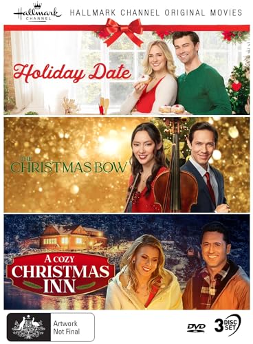 DVD cover featuring three romantic Christmas movie scenes with couples.
