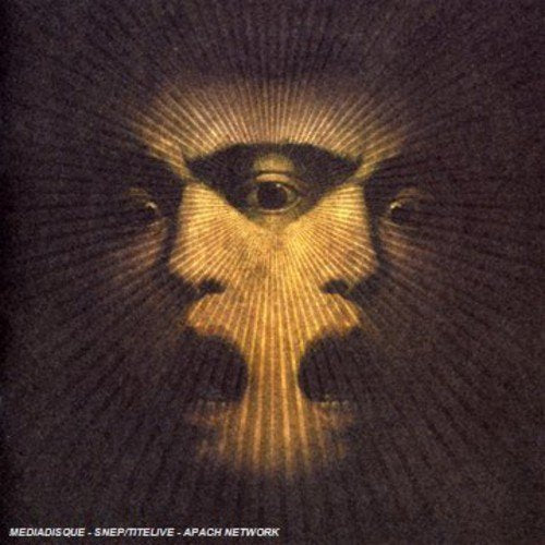 Dark image of a face with a third eye and radiating lines.
