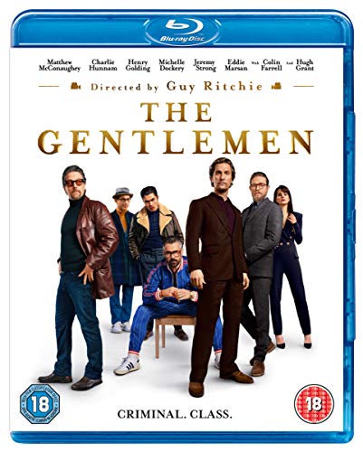 Blu-ray cover for The Gentlemen featuring the ensemble cast standing against a white background.