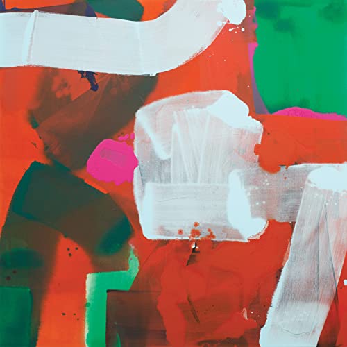 Abstract album cover with bold brushstrokes of red, white, and green.