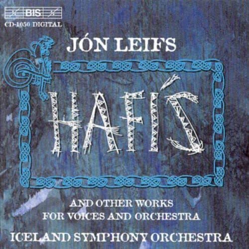 CD cover for Jón Leifs' “Hafis” with ornate blue border and text.