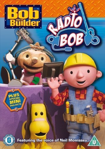 Bob the Builder DVD cover featuring Bob, Scoop, and a radio setup.