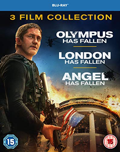 Blu-ray cover for "Olympus Has Fallen" trilogy with Gerard Butler.
