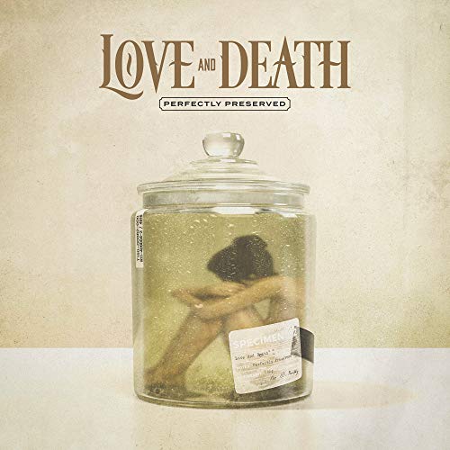 Person curled in a jar with liquid, album cover art.