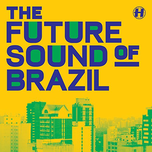 Yellow album cover with bold blue and green text, city skyline below.