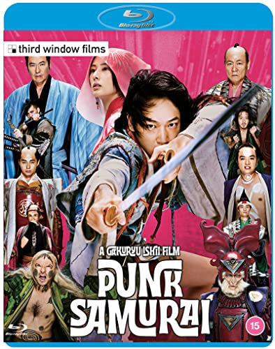 Punk Samurai" Blu-ray cover featuring a cast of characters in traditional Japanese attire.