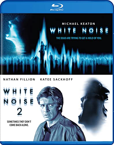 Blu-ray cover for "White Noise" films featuring ghostly figures and actors.