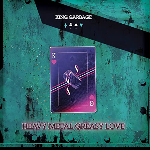 CD cover with a playing card, a knife, and teal, purple textures.