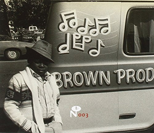 Black and white photo of a man beside a van with musical notes.