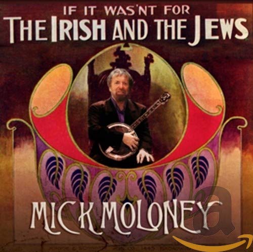 CD cover featuring Mick Moloney with a banjo, ornate colorful design.