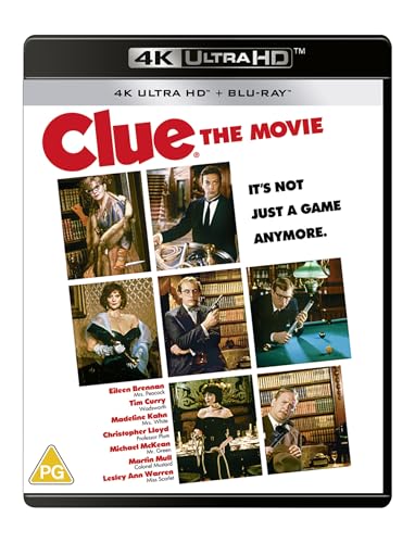 Clue" movie 4K UHD & Blu-ray cover with character portraits.