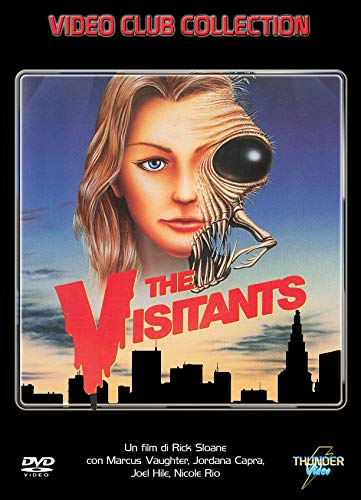 DVD cover for "The Visitants" featuring a woman and alien imagery.