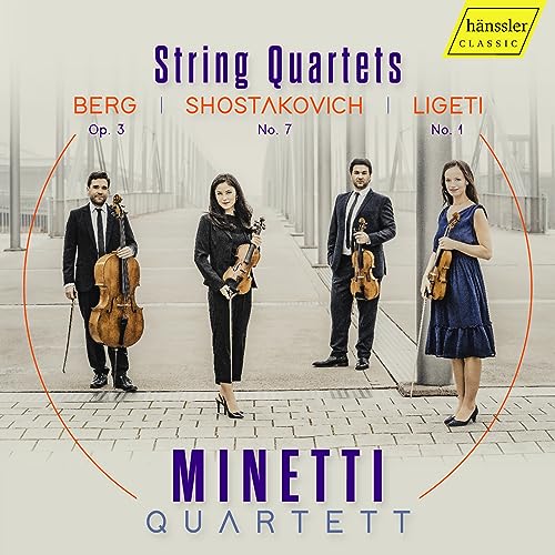 CD cover featuring the Minetti Quartet, four musicians with string instruments.