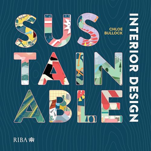 Book cover with colorful, geometric letters spelling "Sustainable Interior Design".