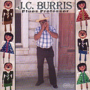 CD cover for J.C. Burris’ “Blues Professor” featuring a man with a harmonica.