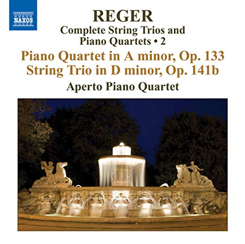 CD cover for Reger’s string trios and piano quartets featuring a fountain.