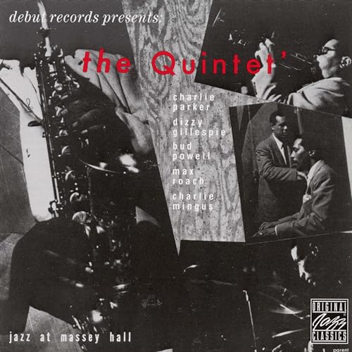 Vintage vinyl album cover featuring jazz musicians with instruments.