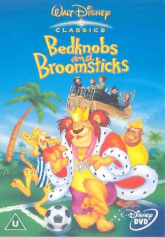 Bedknobs and Broomsticks" DVD cover with animated characters and a boat.