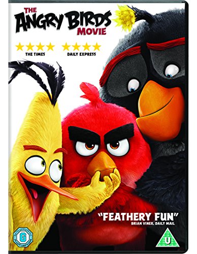 DVD cover for The Angry Birds Movie featuring yellow, red, and black bird characters.