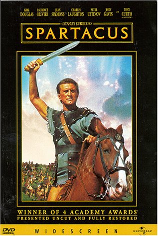 Spartacus DVD cover: a man on horseback raising a sword.