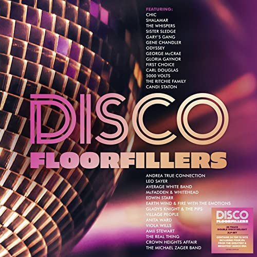 Disco album cover with glittering disco ball and artist names listed.