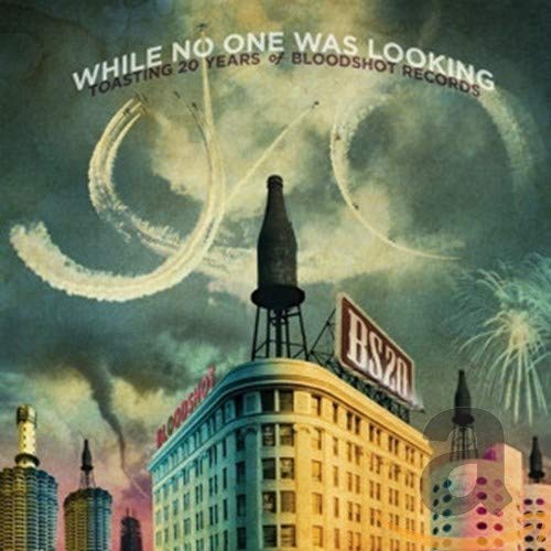 CD cover with a building, fireworks, and a bottle on the roof.