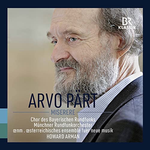 CD cover featuring composer Arvo Pärt’s portrait and title “Miserere”.