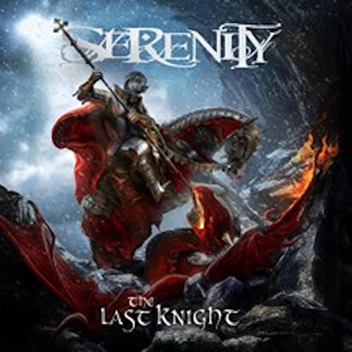 CD cover: knight on a red dragon amidst a fiery, rocky landscape.