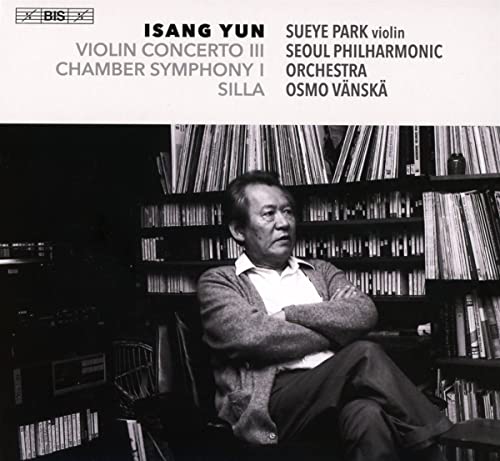 CD cover featuring composer Isang Yun’s portrait in a library.
