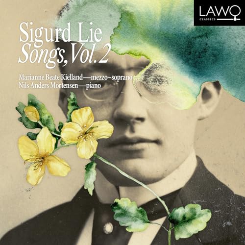 CD cover featuring a portrait of Sigurd Lie with flowers and watercolor.