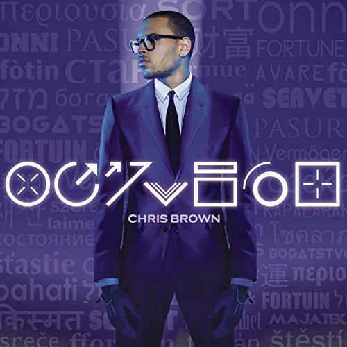 Chris Brown album cover, “Fortune (dlx)”, featuring artist in suit and symbols.