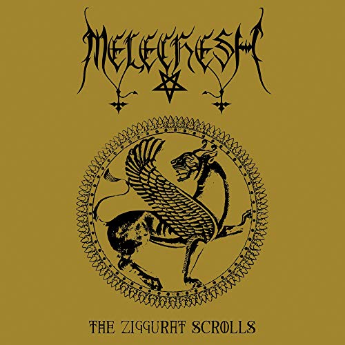 CD cover for Melechesh’s “The Ziggurat Scrolls” featuring a winged lion symbol.