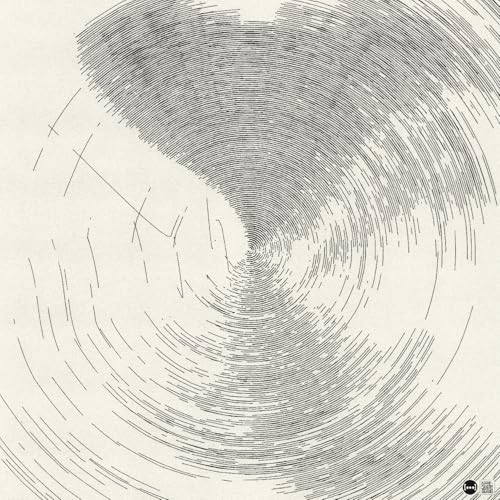 Vinyl record cover with abstract, swirling black and white line art.